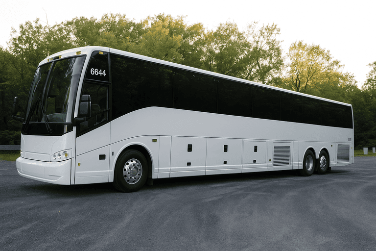 exterior of Charter Bus Rental Gaithersburg coach bus